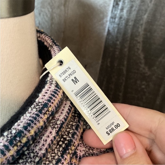 NWT! Max Studio knit pastel plaid mock sweater medium Softgirl gorpcore feminine - Picture 7 of 13